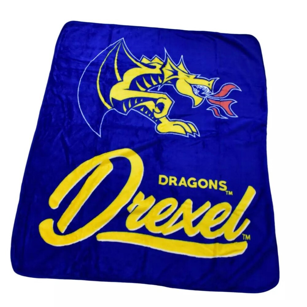 Northwest NCAA Drexel Dragons Royal Plush Raschel Throw Blanket 50" x 60" New